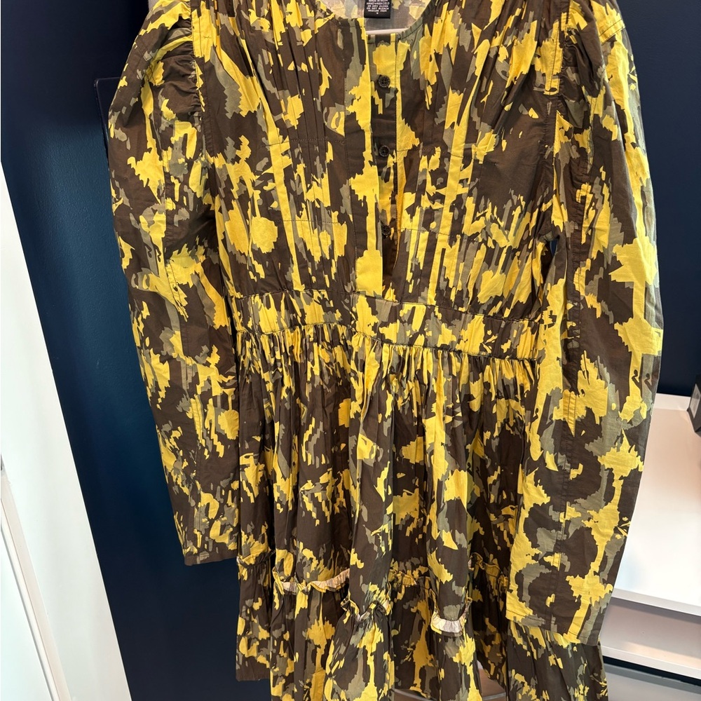 Truth By Republic Yellow and Brown Patterned Dress Size S